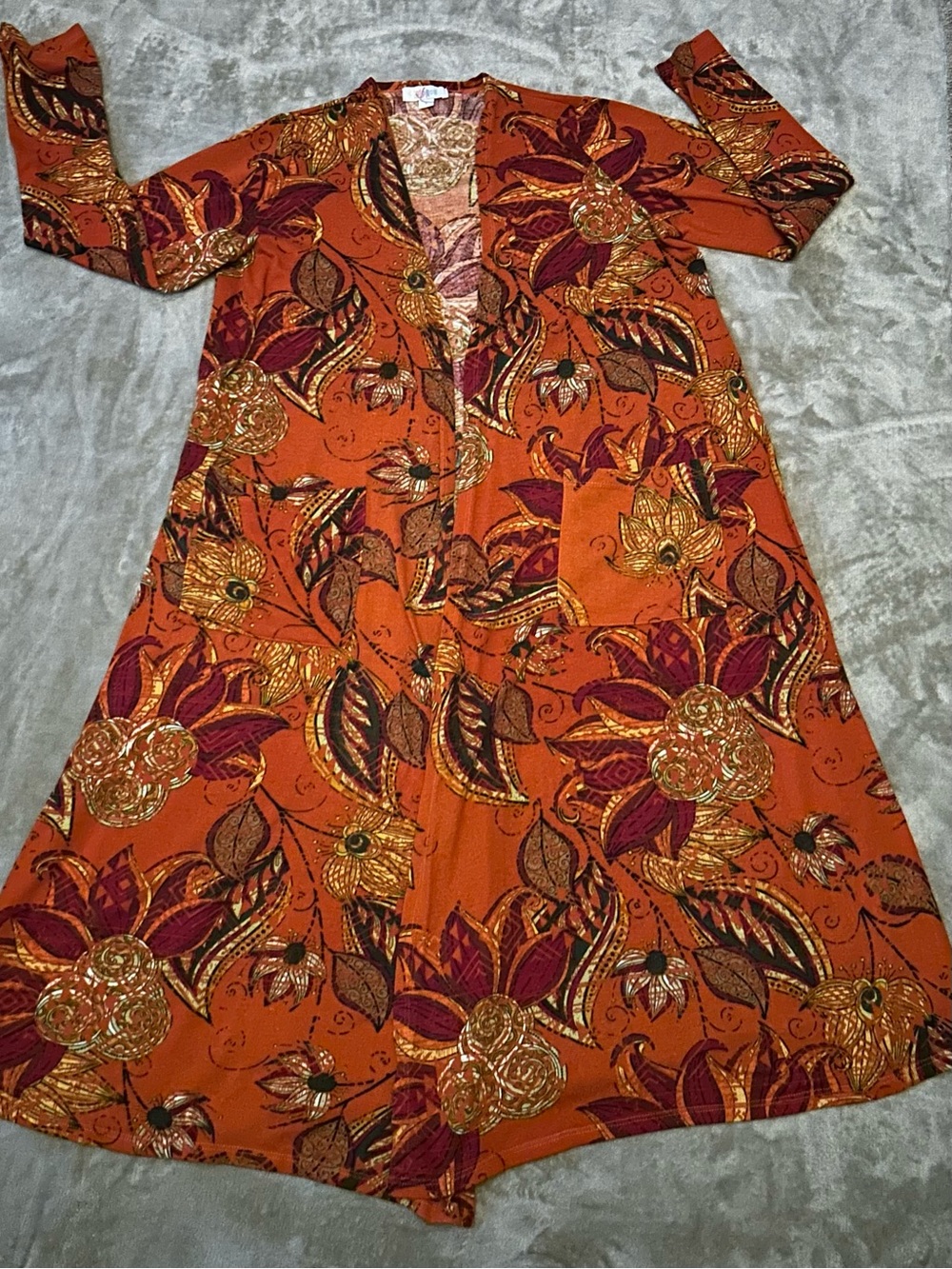 Women’s LuLaRoe Sarah Sweater Orange Floral Long Sleeve Small